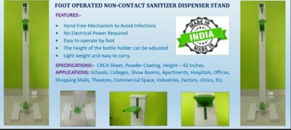 INFECTION FREE SANITIZER STAND - HAND FREE SANTIZIER STAND PRICE IN INDIA - HAND FREE SANITIZER STAND IN INDIA